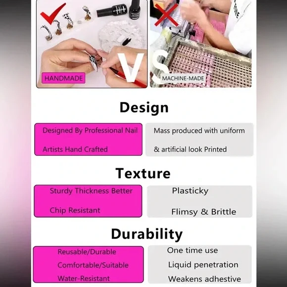 Handmade Ducktail press on nails. New in the box 10 piece - Picture 14 of 16